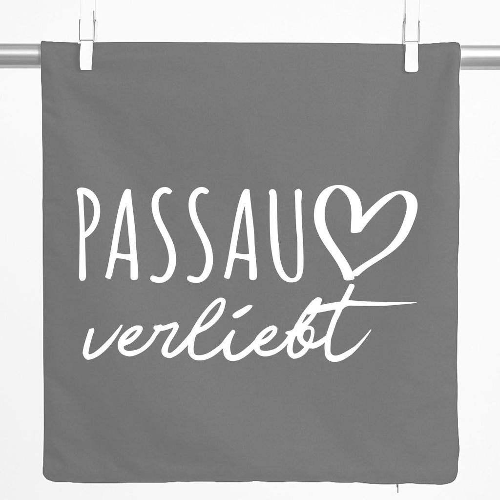 Huuraa Kissenbezug Passau verliebt 40x40cm Steel Grey Baumwolle Dekokissenbezug Geschenkidee