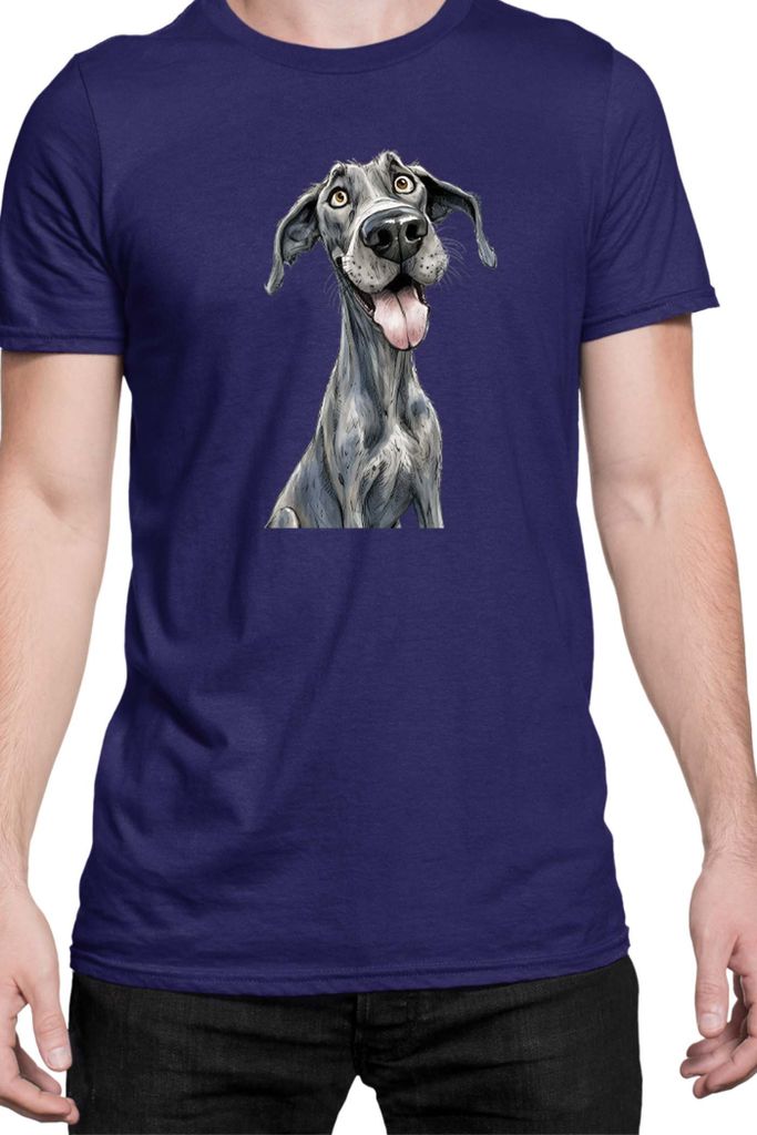 Herren T-Shirt Funny Dogs Breeds Great Dane Dog Breed, Man 2XL / Dunkelblau