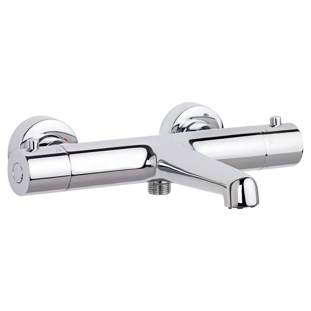 SCHÖNER WOHNEN-Kollektion Wannenthermostat DICU, Chrom, Badewannenarmatur mit Thermostat Verbrühschutz, Mischbatterie für Badewanne