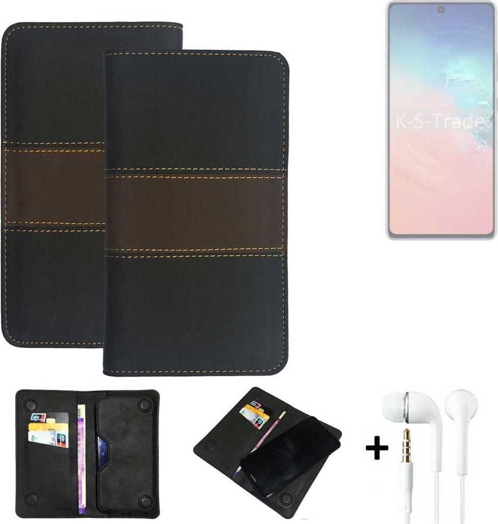 K-S-Trade Handyhülle + Kopfhörer kompatibel mit Samsung Galaxy S10 Lite Schutzhülle Walletcase Bookstyle Tasche Schutz Case Hülle Wallet Cover