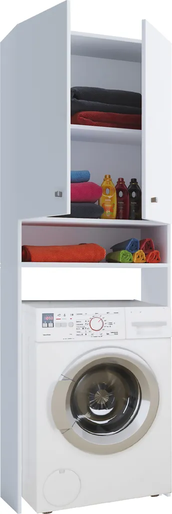 Organiseur Salle de Bain au-dessus du Lave-linge Lona Blanc 182 cm