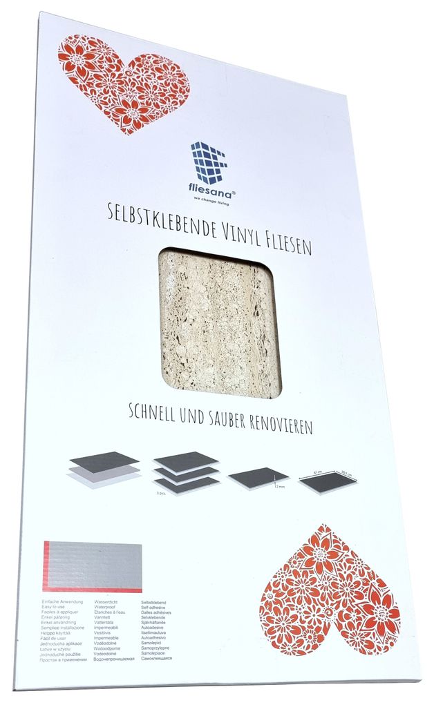 3 Stk. SANDSTEIN/TRAVERTIN - Wasserdichte Klebefliesen für Bad & Küche - Modernes Design - Natursteineffekt – Küchenrückwand Fliesen überkleben