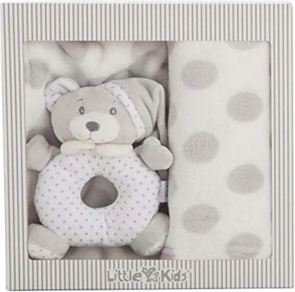 Coperta Neonato Grigio con Sonaglio 100x75 cm | Morbida e Sicura