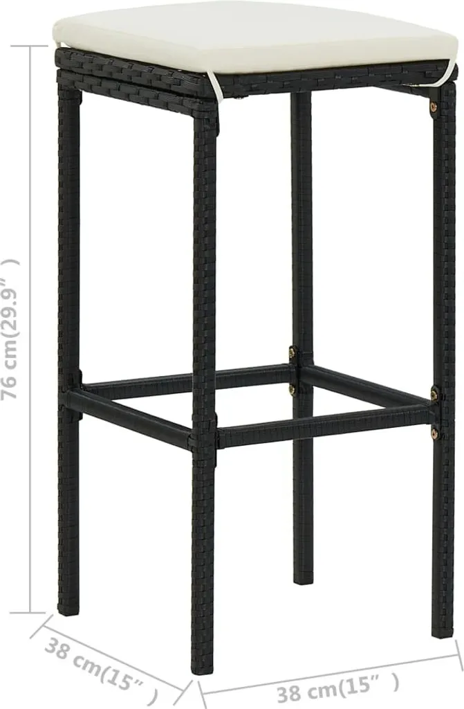 Sgabelli Bar Polirattan Nero 4 Pezzi con Cuscini - Offerta Set Arredo - 8