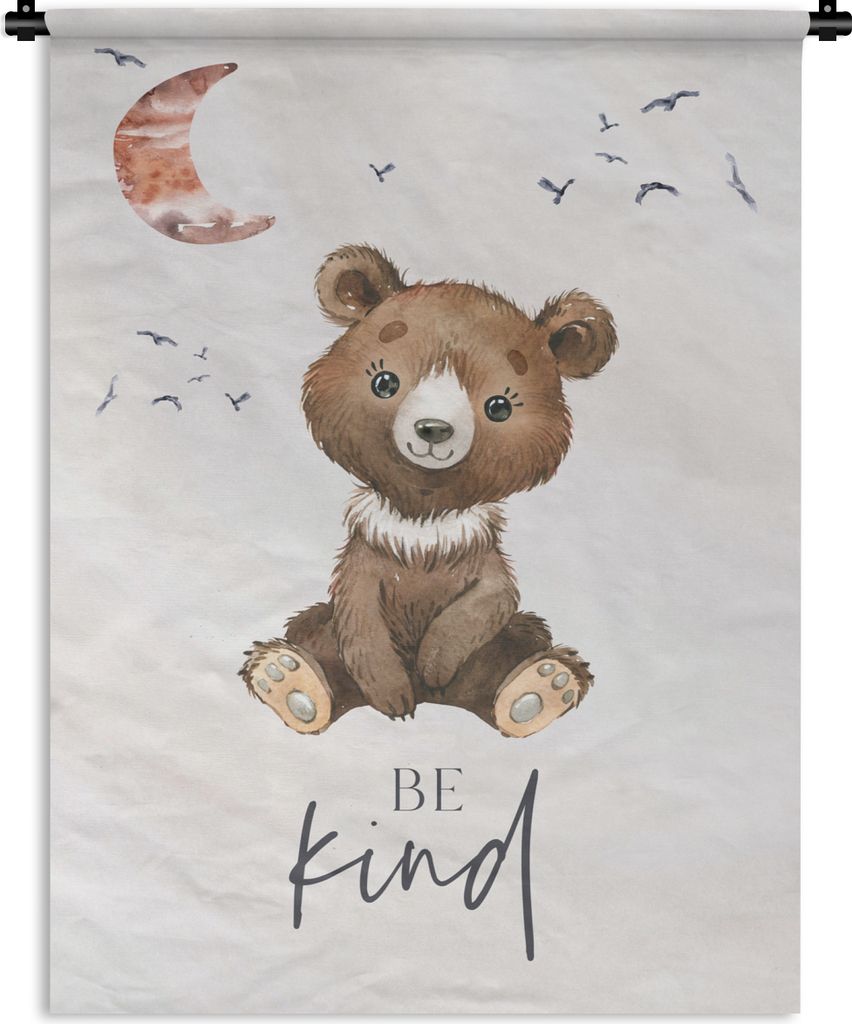 MuchoWow Wandteppich Wandbehang Sprichwörter - Kind sein - Kinder - Teddybär - Aquarell 120x160 cm Tapisserie Dekoration Wandtuch - Wohnzimmer ...