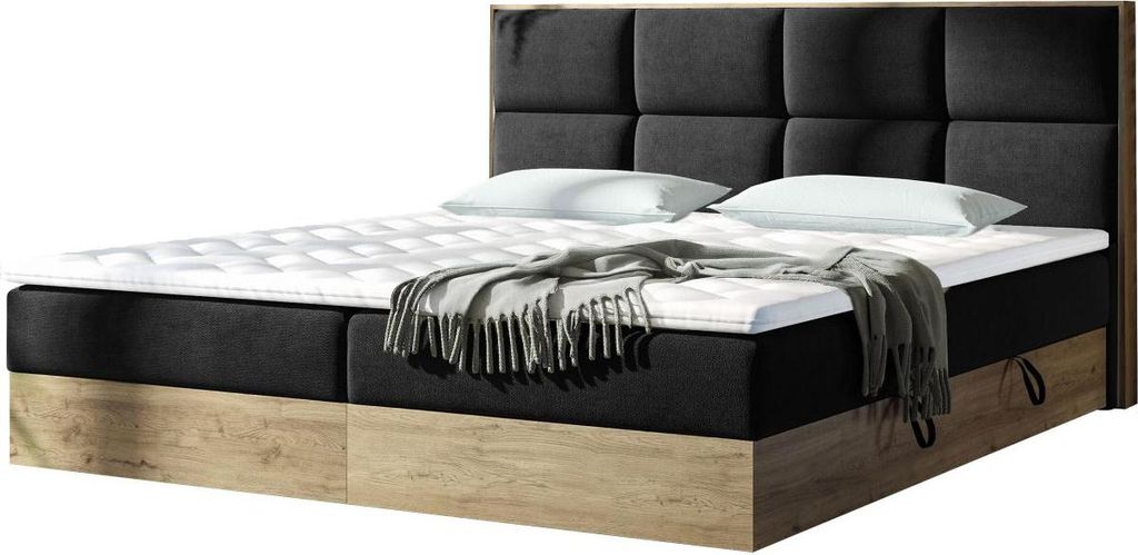MIRJAN24 Boxspringbett Euphoria, Polsterbett mit zwei Bettkästen, Doppelbett mit Topper, Stilvoll Schlafzimmer (Soro 100, Größe: 180x200 cm)