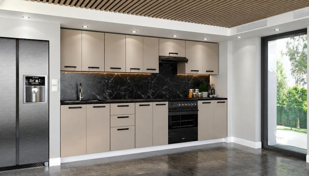 ULWEHOME | Küchenzeile 320 cm Kaschmir, Küchenmöbel-Set Produktbild  KI-generiertes Bild
