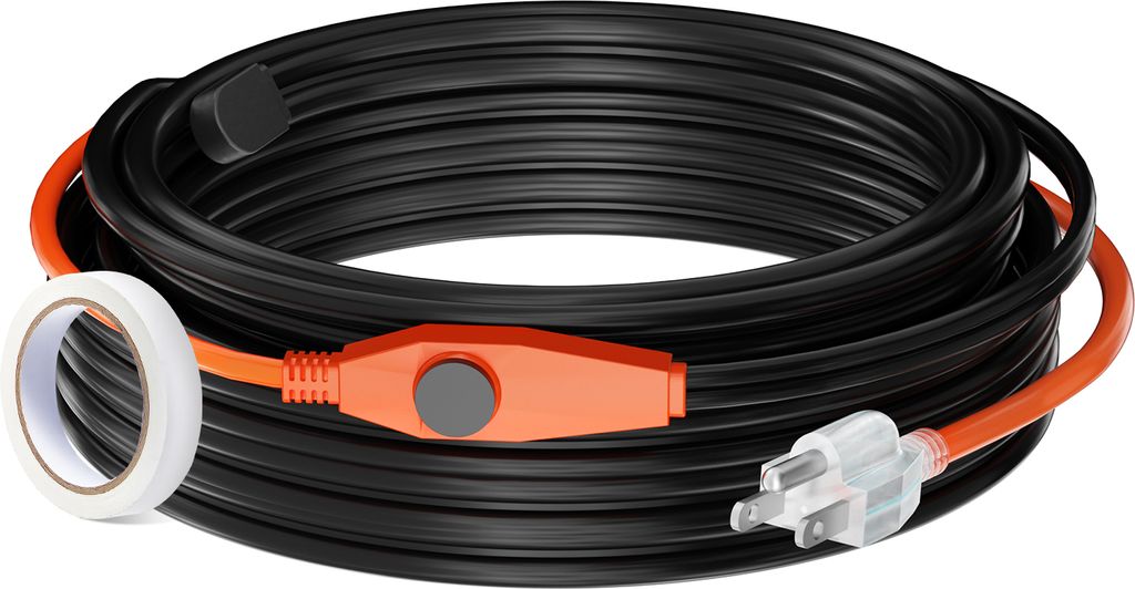 VEVOR Rohr-Heizkabel, 25 m, 23 W/m, Heizband für Rohre mit eingebautem Thermostat, Wasserrohr-Heizkabel schützt PVC-Schläuche, Metall- und Kunst...