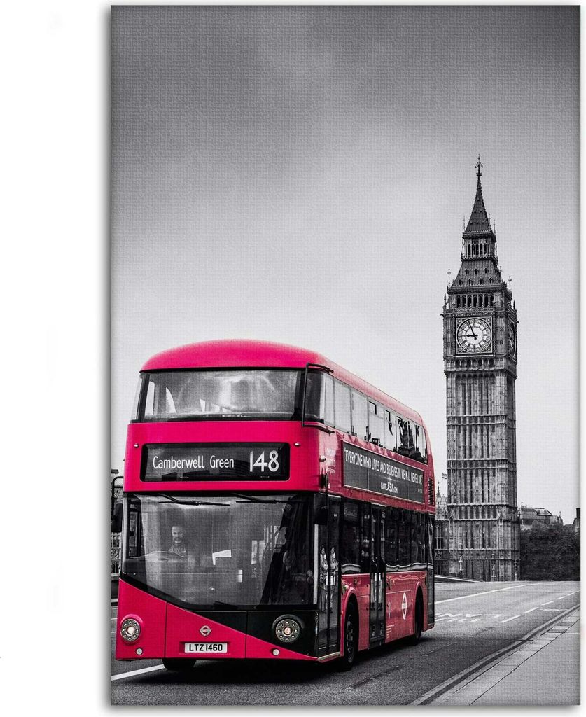 London Bus - Leinwandbild Stadt: 80x120 cm / Leinwand / Ohne Rahmen