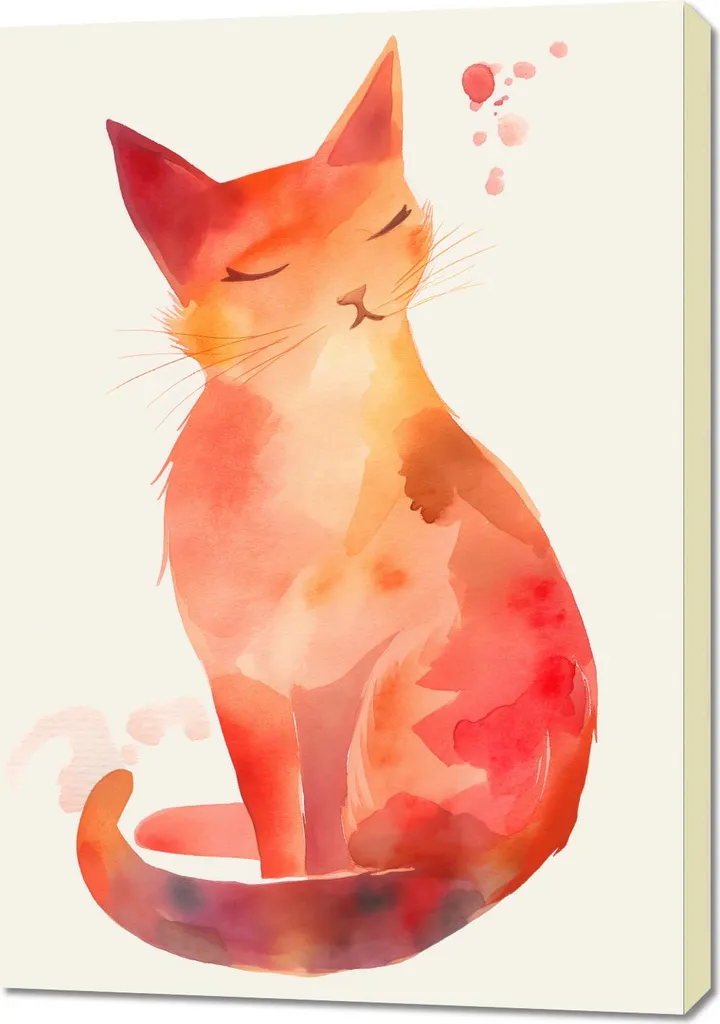 Quadro 70x100 cm Gatto acquerellato