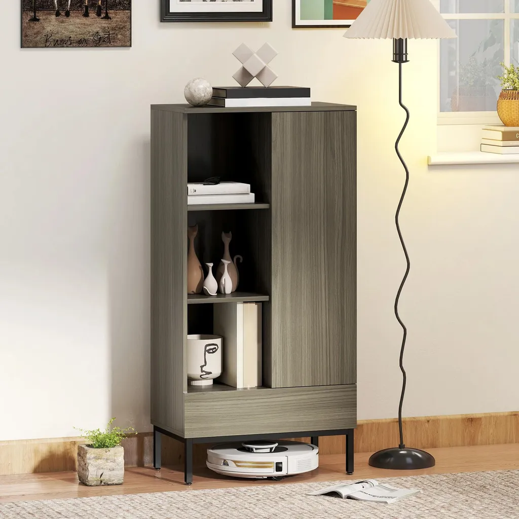 Buffet gain de place pour petit salon - Rangement polyvalent 121 cm - 2