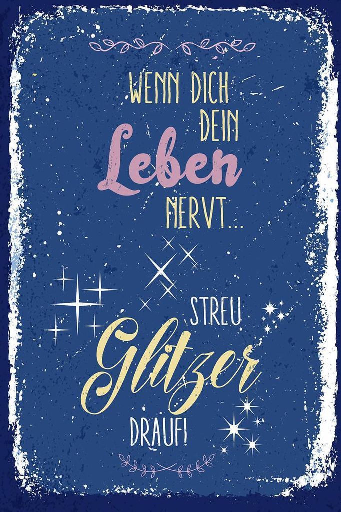 vianmo Holzschild 18x12 cm Glitzer wenn dich dein Leben Produktbild 