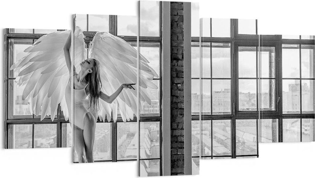 Bild auf Leinwand - Leinwandbild - 5 Teile - Frau Engel Ansicht - 160x85cm - Wand Bild - Wanddeko - Wandbilder - Leinwanddruck - Bilder - Wanddekor...