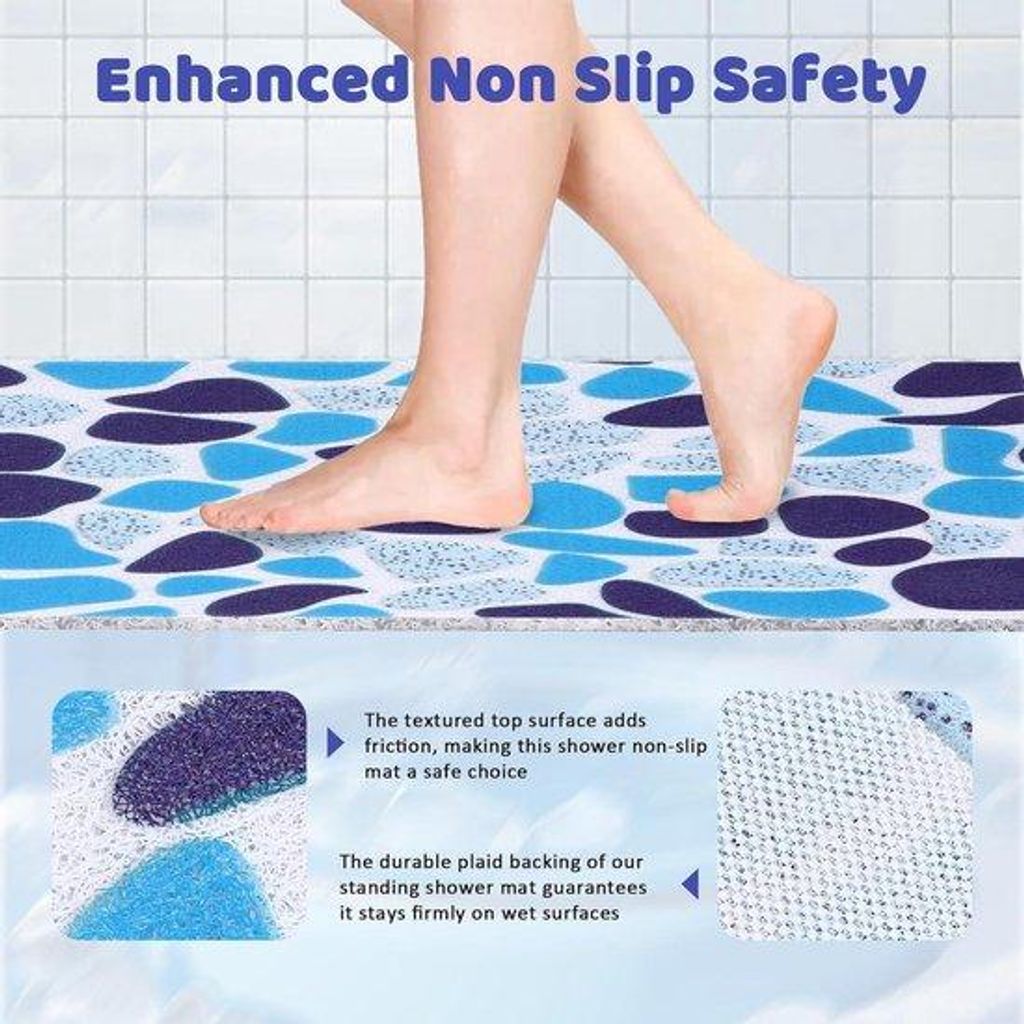 Vierkante Badmat 70 x 70 cm Antislip Zacht PVC Luffa Groot Sneldrogend Blauw