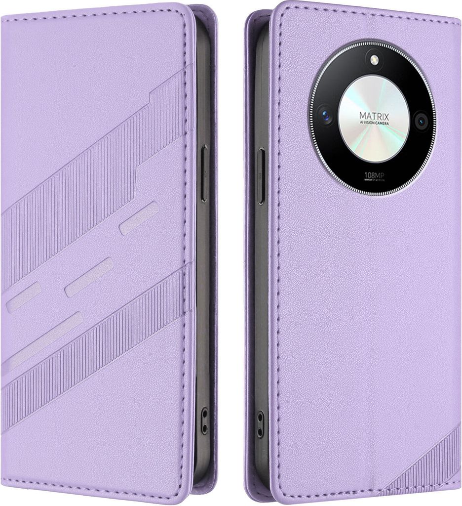Hülle für Honor X9b / Magic 6 Lite, Kunstleder Brieftaschen Handyhülle mit Kartenfach und Standfunktion Violett