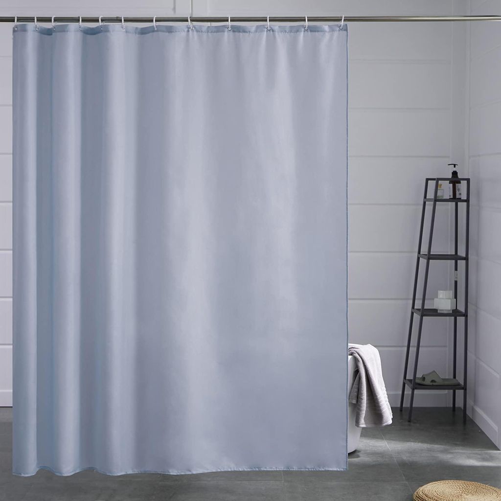 Extra langer Duschvorhang, schimmelresistentes Gewebe für Bad und Dusche, antibakteriell, waschbar, mit 12 Duschringen, grau/blau, extra groß 200...