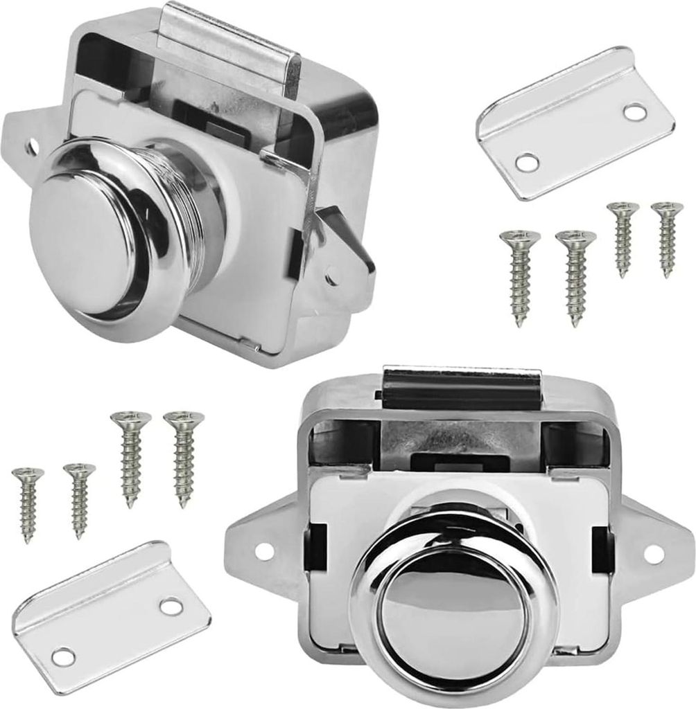 LATRAT Push-Lock-Schloss für Wohnmobile, Push-Lock-Möbelschloss für Wohnmobile, Yachten, Schubladen, Schranktüren (Chrom)