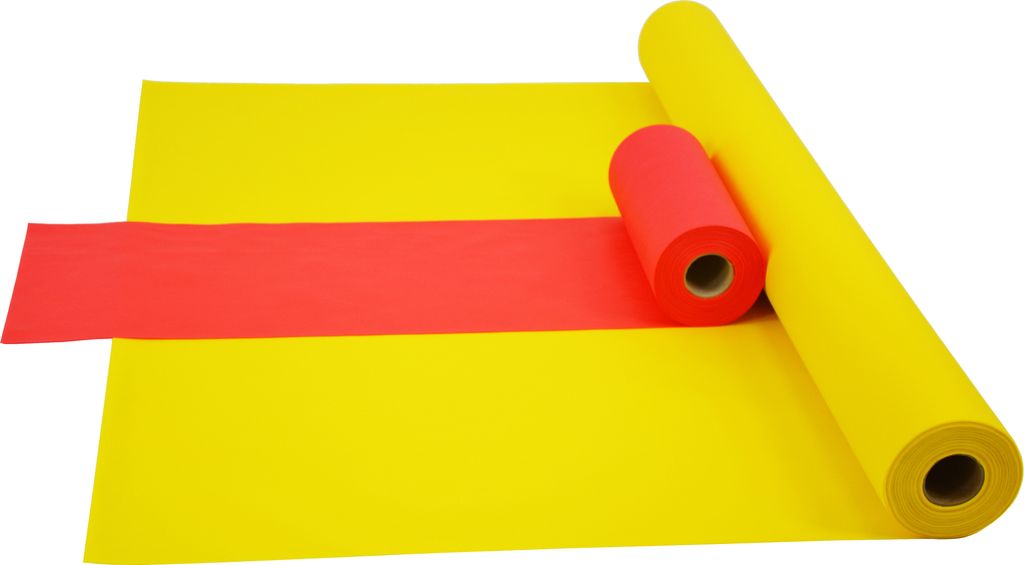 Sensalux Kombi-Set 1 Tischdeckenrolle 1,5m x 25m gelb + Tischläufer 30cm rot