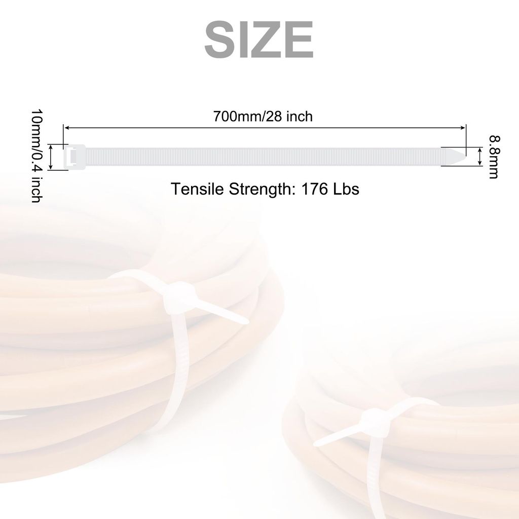 50 Stš¹ck 700mm/28" Lang Kabelbinder Wiederverschlie?bar 10mm/0.4" Kopfbreit Selbstsichernde Kabelbinder Best?ndig fš¹r Kabelmanagement, 80kg/1...