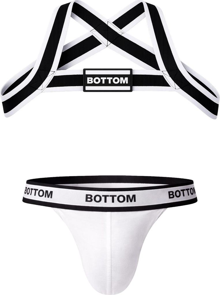 Barcode Berlin BOTTOM Multipack 1x Suspender White + 1x Harness Black-White - Größe M