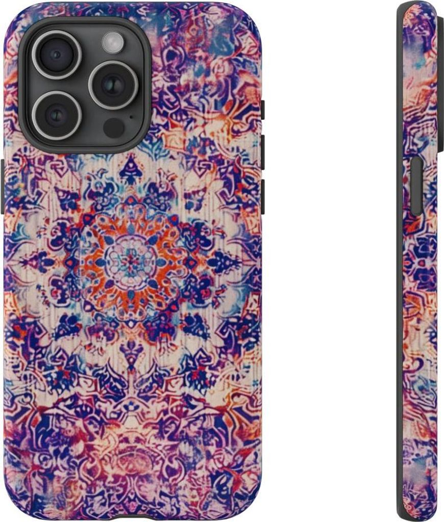 Kunstvolles Orientteppich-Muster mit psychedelischen Details – Hülle Kompatibel mit iPhone 15 Pro Max
