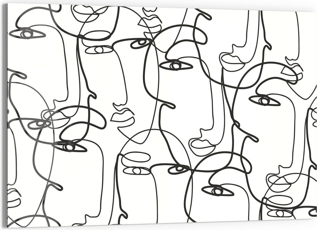 DEQORI Magnettafel Glas 90x60 cm 'Linien formen Gesichter' beschreibbar Whiteboard