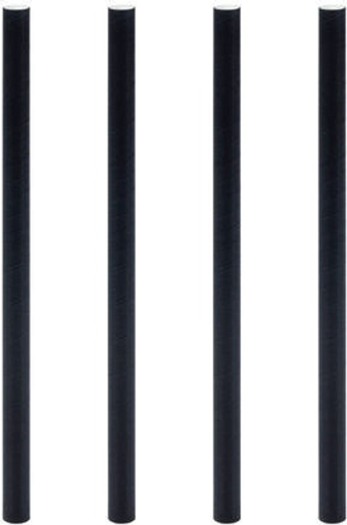 300x Trinkhalme aus Papier dick schwarz Ø8mm 15cm