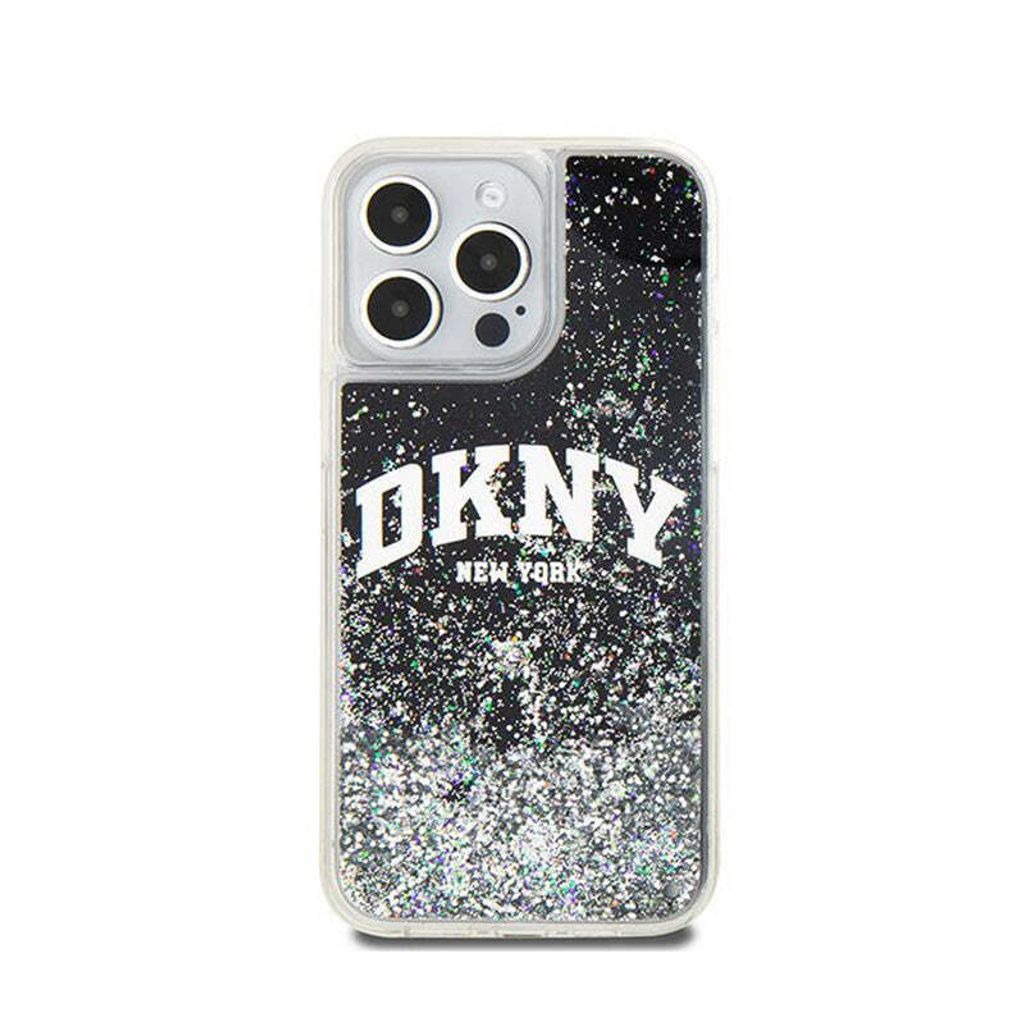 DKNY, Schutzhülle Liquid Glitter Arch Logo f. Apple iPhone 13 Pro Max, Schwarz