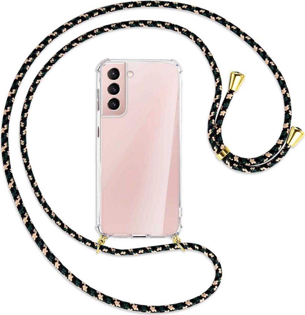 Handykette Backcover-Schutzhülle mit Band (Metall goldfarben) für Samsung Galaxy S21 Plus 5G - camouflage