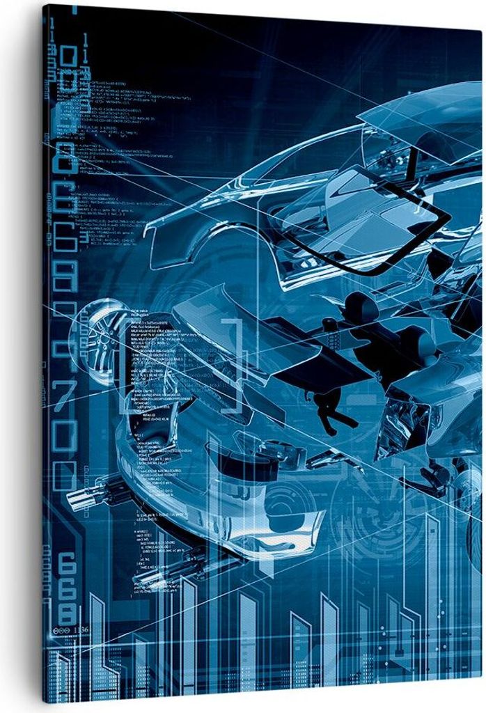 Bild auf Leinwand - Leinwandbild - Einteilig - Auto Design Illustration - 50x70cm - Wand Bild - Wanddeko - Wandbilder - Leinwanddruck - Wanddekorat...