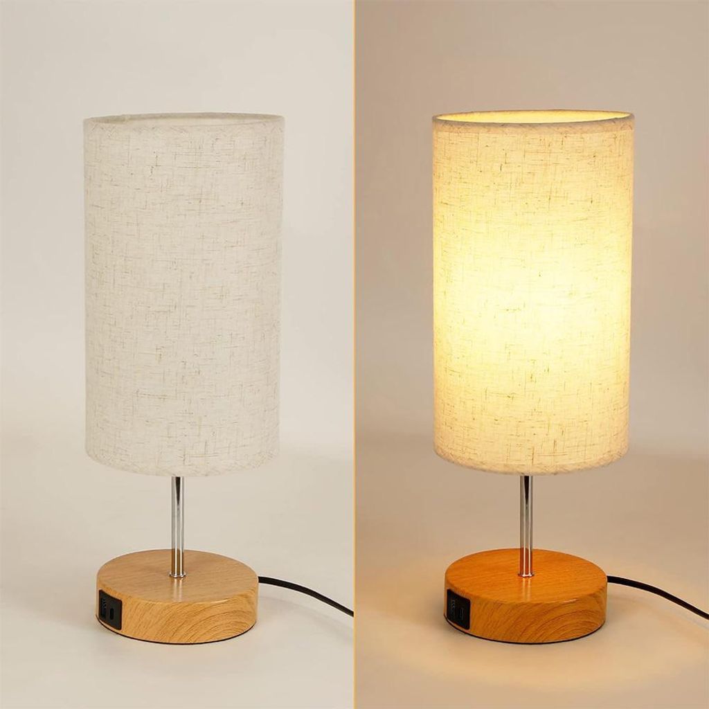 Nachttischlampe Touch Dimmbar mit USB A+C Ladeanschlüssen Produktbild 