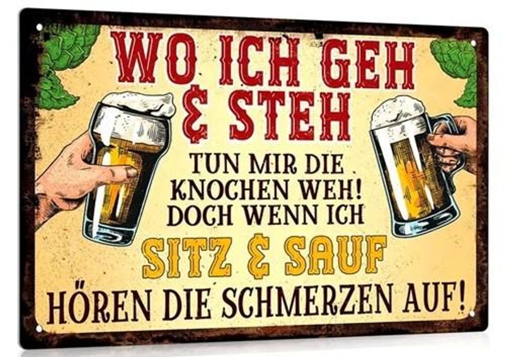GKA Retro Blechschild mit lustigem Spruch "Wo ich geh und Produktbild 