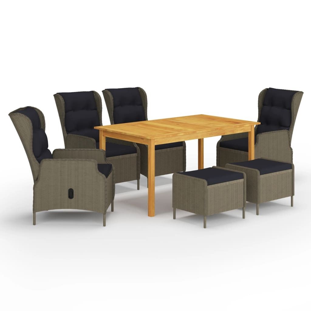Maison Exclusive - 7-tlg. Garten-Essgruppe Braun
