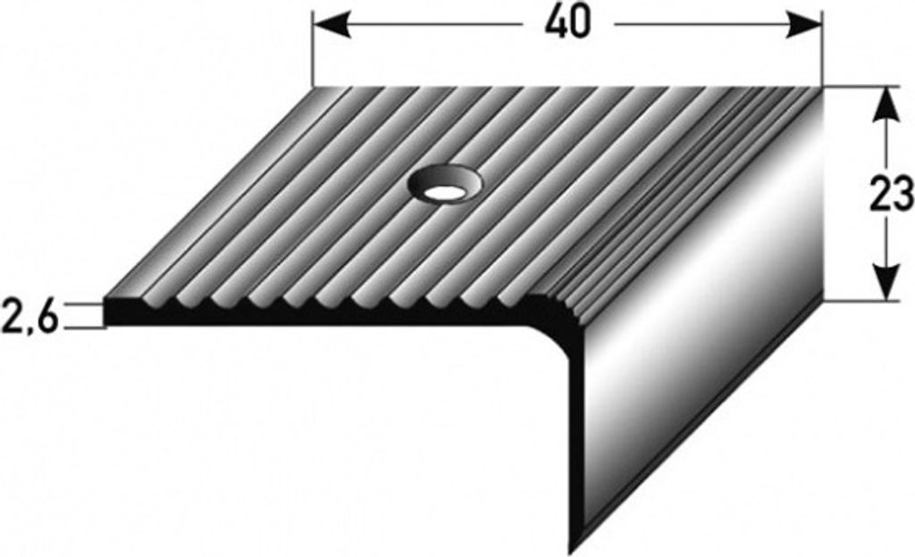 Treppenkante / Treppenkantenprofil / Winkelprofil (Größe 23 mm x 40 mm) aus Aluminium eloxiert, gebohrt, von Auer Metall-bronze dunkel-900
