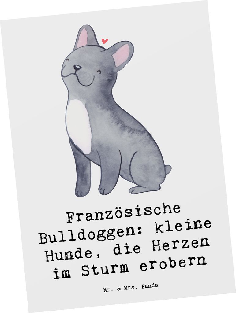 Mr. & Mrs. Panda Grußkarte Französische Bulldogge - Weiß - Geschenk, Zuhause, kleine Hunde, Hunderassen Charakter, Magie, Postkarten, Ansichtska...