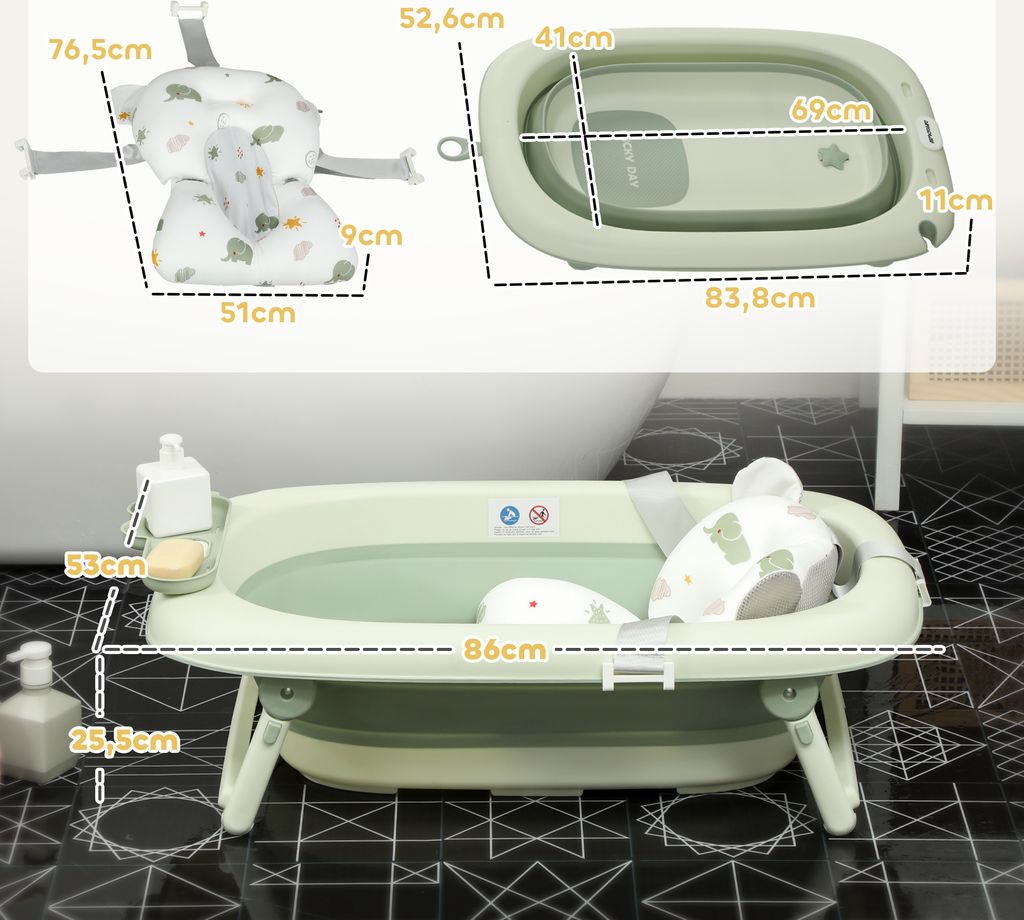 AIYAPLAY 2er -Set Babybadewanne, faltbar Baby Bathtub mit Produktbild 3
