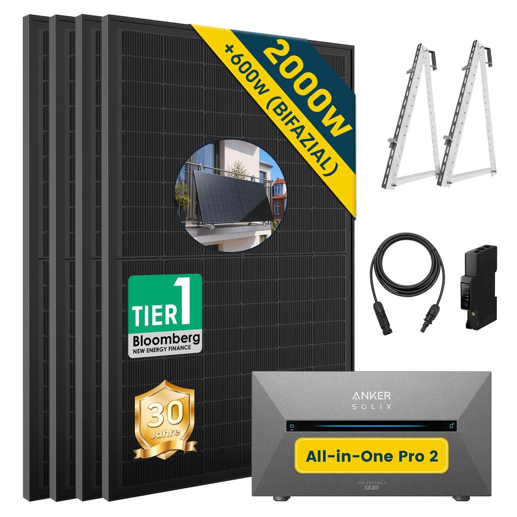 Balkonkraftwerk mit Speicher 2000w(500w*4)  mit  Anker Produktbild 