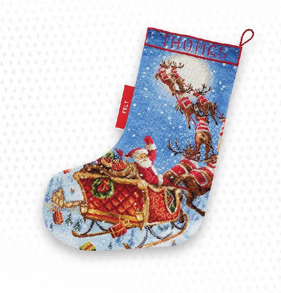 Canevas à Broder Chaussette de Noël Renne Letistitch Point de Croix