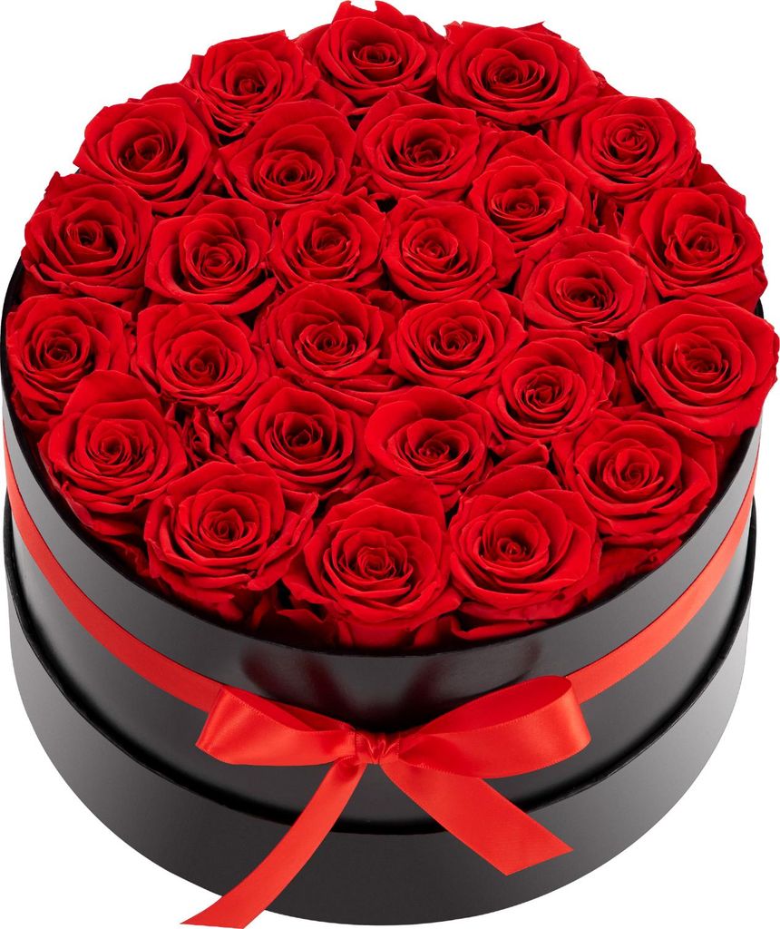 SucceBuy 27 konservierte Rosen in runder Geschenkbox, Produktbild 