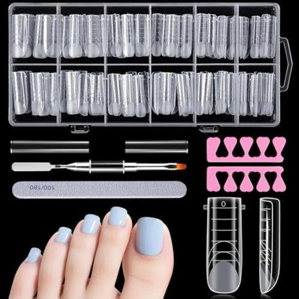 Faux Ongles Orteils Polygel - Kit de 120 Capsules Carrées Réutilisables