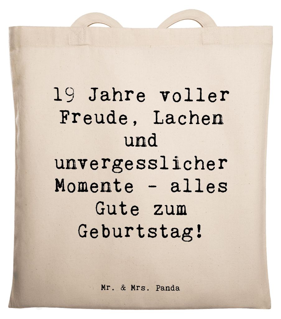 Mr. & Mrs. Panda Uni Tasche Spruch 19. Geburtstag Freude - Transparent - Geschenk, Geburtstagsfeier, liebevolle Botschaft, Tote Bag, Glückwunsch, ...