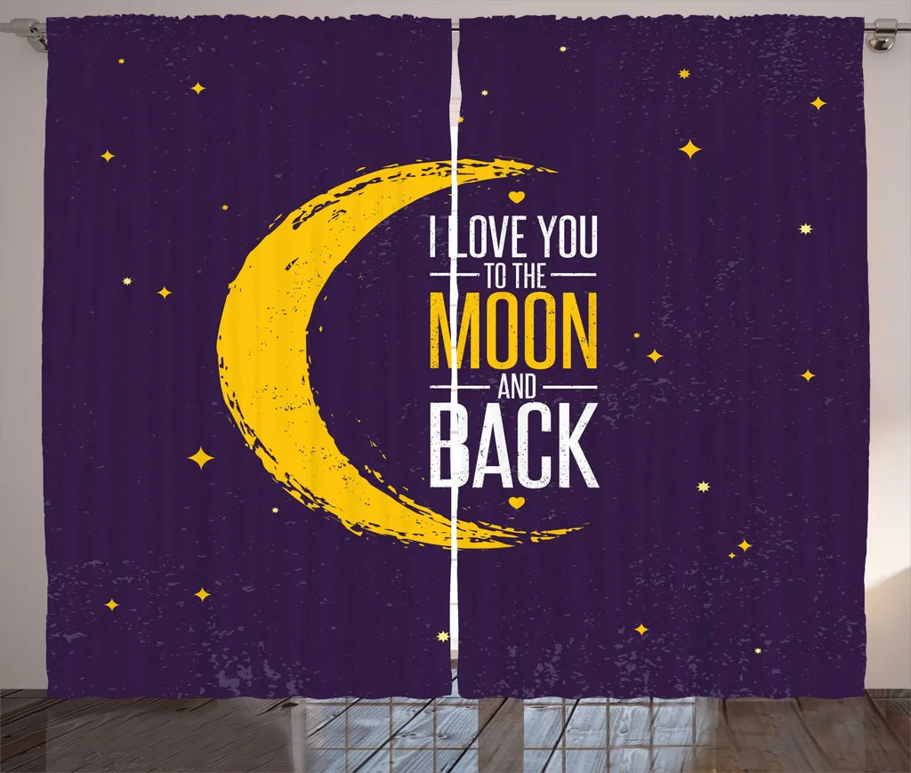 Rideau Rustique ABAKUHAUS Je t'aime Étoiles 280x225cm Violet Foncé