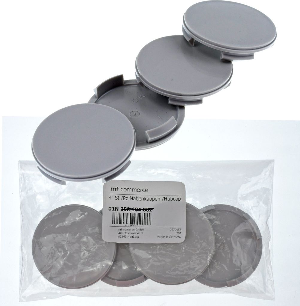 4X 59mm Nabenkappen Felgen Deckel Kappen Grau Flach Produktbild 