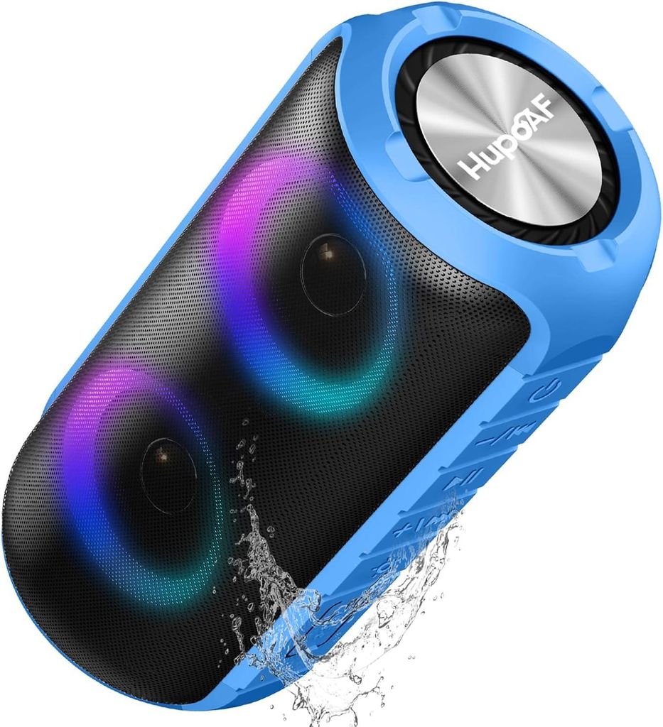 Lautsprecher mit Licht,Bluetooth 5.3 Musikbox,Bass Boost Box mit IPX7 Wasserschut,52mm Dual Lautsprecher, Tiefer Bass,Outdoor für Reisen,Party, St...