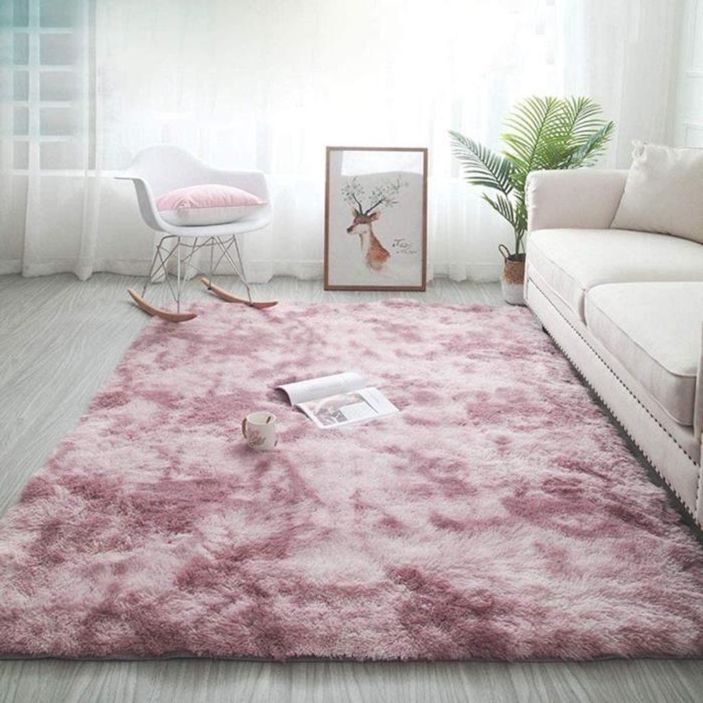 Flauschiger Wohnzimmerteppich 160 x 230 cm, flauschig, rosa, weich, aus Polypropylenfaser, rutschfest, auch als Schlafzimmerteppich geeignet
