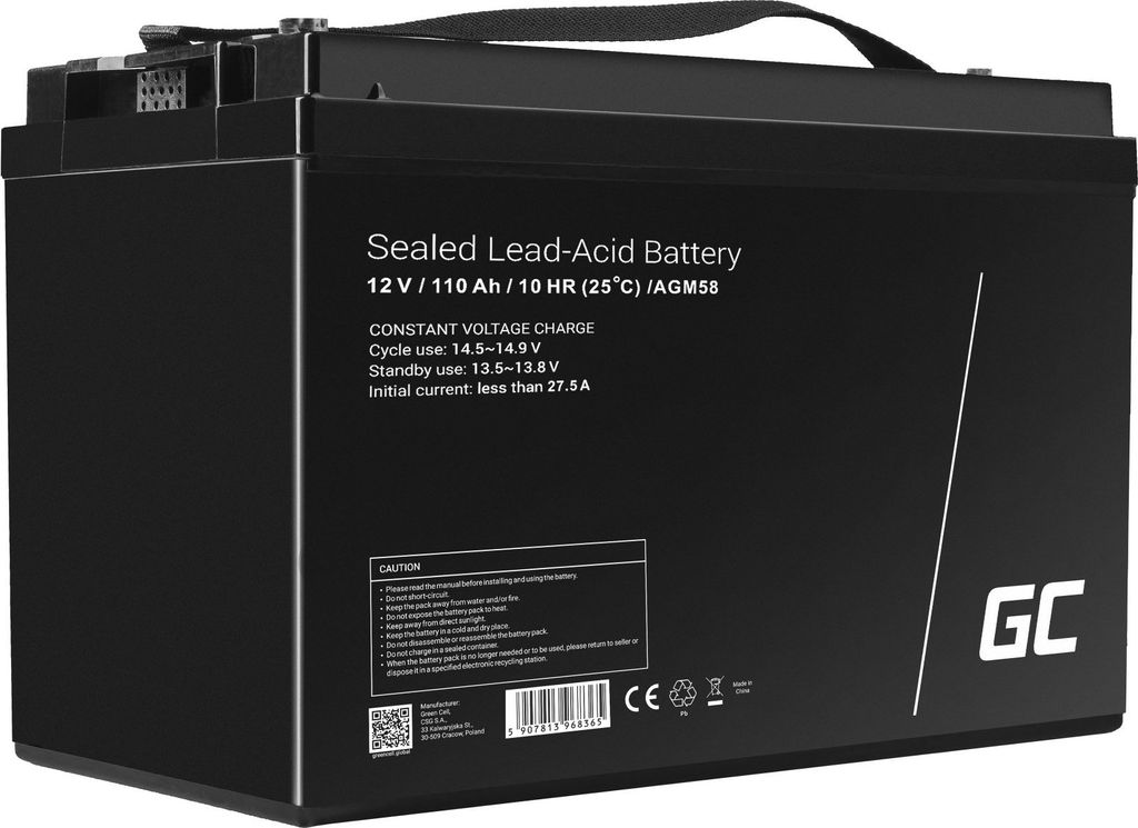 AGM58 Green Cell VRLA 12V 110Ah maintenance-free battery Obrázek produktu 
