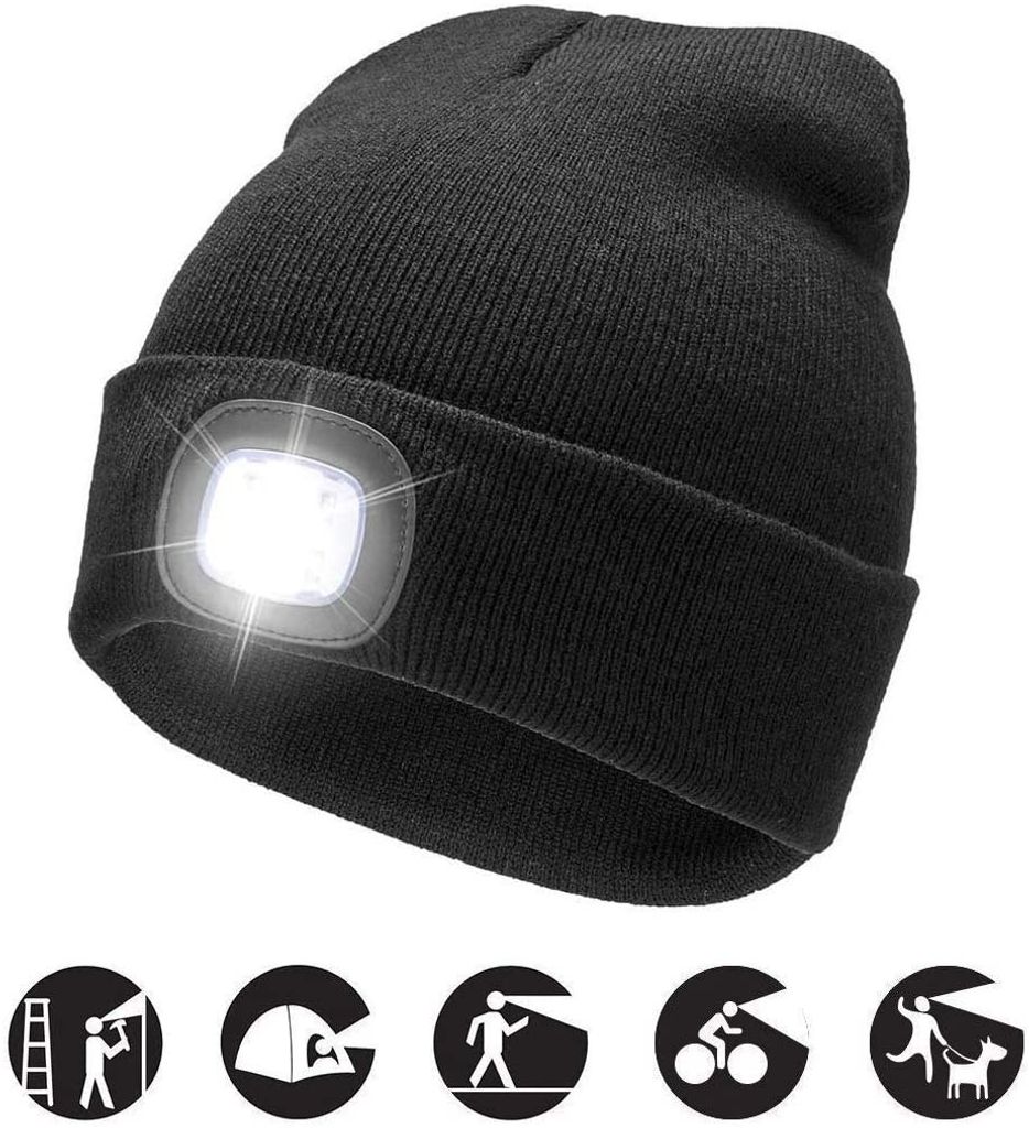 Mütze Strickmütze Kopflampe 5 LED's Wintermütze Herrenmütze Damenmütze One Size 