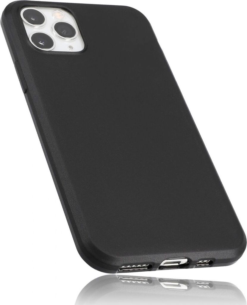 A black iPhone case shown from a diagonal angle.