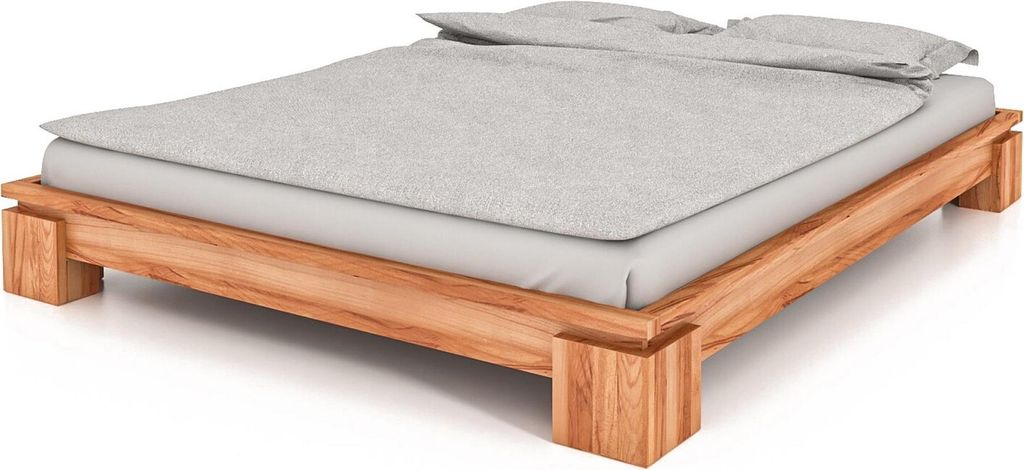 Bett Tinci 3 niedrige Höhe 120x200 Kernbuche massiv ohne Holzkopfteil