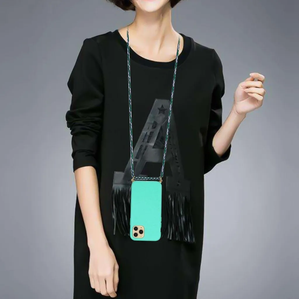 Custodia Silicone iPhone 14 Pro Verde - Protezione Totale con Catena - 4